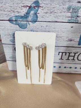 Gold Chain Crystal Earrings